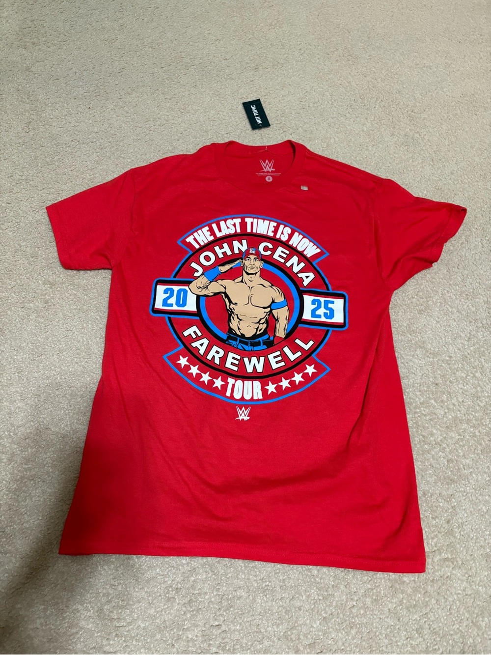 Size Medium - WWE John Cena Last Time Is Now Farewell Tour 2025 Red Tee Shirt